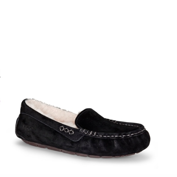 UGG Shoes - UGG Black Suede Ansley Slippers size 6